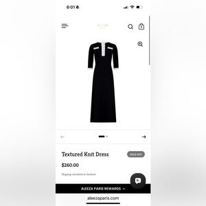 Aleeza Paris Black Textured Knit Long Sleeve Dress